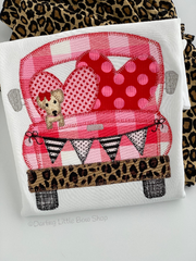 Valentine Cruisin' shirt or bodysuit for girls - cute car and pup with leopard print