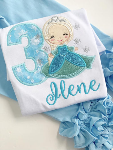 Elsa Birthday bodysuit or shirt for girls - ANY AGE - Darling Little Bow Shop