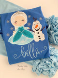 Elsa and Olaf blue shirt for girls - Darling Little Bow Shop