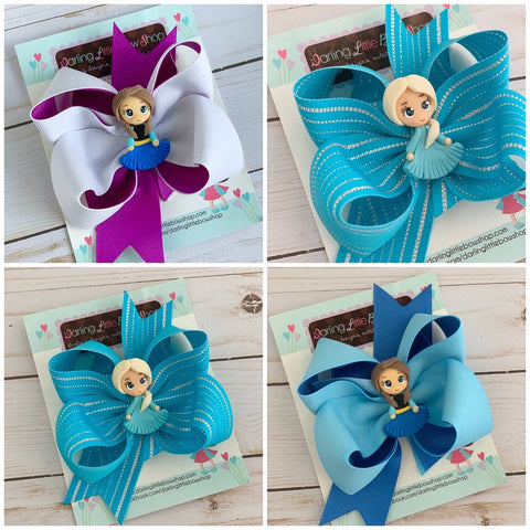 Elsa or Anna hairbow - Darling Little Bow Shop