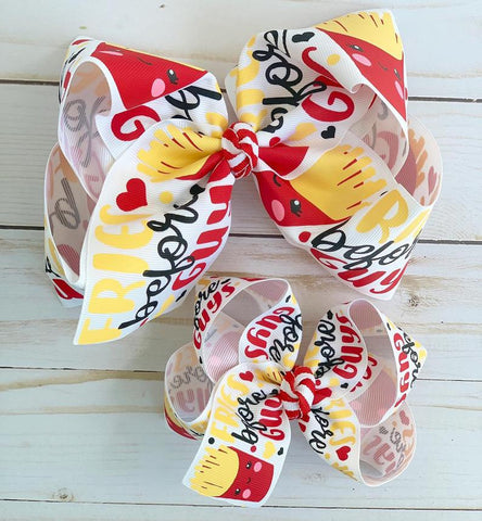 Fries before Guys hairbow choose 4-5" or 7" - Darling Little Bow Shop