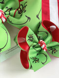 Grinch hairbow - choose 4-5" or 7" size - Darling Little Bow Shop