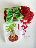Grinch hairbow - choose 4-5" or 7" size - Darling Little Bow Shop