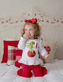 Girls Grinch shirt or bodysuit for girls - red and green mean one hand and ornament - Darling Little Bow Shop