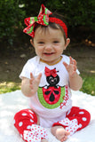 Watermelon outfit for baby girls -- Summertime Picnic -- personalized bodysuit, leg warmers, bow with headband  - Sizes NB to 24m - Darling Little Bow Shop