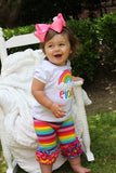 Rainbow Ruffle capris - Counting Rainbows - Striped knit ruffle capris in a rainbow of colors - FREE SHIPPING - Limited Quantities - Darling Little Bow Shop