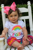 Rainbow Ruffle capris - Counting Rainbows - Striped knit ruffle capris in a rainbow of colors - FREE SHIPPING - Limited Quantities - Darling Little Bow Shop