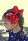 Red Sequin Bow choose 4-5" or 6-7" - Darling Little Bow Shop