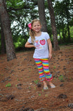 Rainbow Ruffle capris - Counting Rainbows - Striped knit ruffle capris in a rainbow of colors - FREE SHIPPING - Limited Quantities - Darling Little Bow Shop