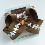 Football bow, football hairbow -- choose your team color for center, 4-5" or 6-7" or 8" bow - Darling Little Bow Shop