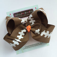Football bow, football hairbow -- choose your team color for center, 4-5" or 6-7" or 8" bow