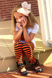 LIMITED Halloween Ruffle Leggings - BOO! - knit ruffle leggings in orange and black - comfy knit ruffle pants size Newborn to 10 - Darling Little Bow Shop