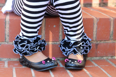 Black and White Ruffle Leggings - Black N White - knit striped ruffle leggings - comfy knit ruffle pants size 6m to 10