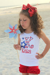Stars and {Chevron} Stripes 4th of July Shirt for girls