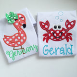 Flamingo shirt, tank top or bodysuit for girls in coral and mint - Darling Little Bow Shop