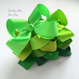 Green Bow, Green Hairbow -- CHOOSE from 6 shades -- Hunter, Emerald, Apple, Lime/Lemongrass, Lypple, Neon  -- 3" 4" 5" or 6" bow - Darling Little Bow Shop