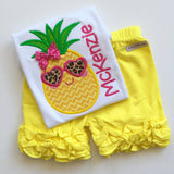 Pineapple Bow -- large bow in leopard print with pineapple center - Darling Little Bow Shop