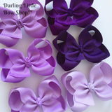 Purple Bow, Purple Hairbow -- Choose from 6 shades -- Purple, Sugar Plum, Lavender, 3 shades of Orchid  -- 3" 4" 5" or 6" bow - Darling Little Bow Shop