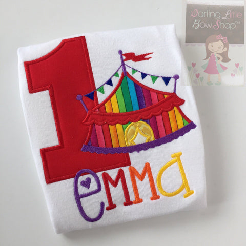 Circus Birthday Shirt or Bodysuit, Carnival Birthday Shirt, Circus Birthday Shirt in rainbow colors for any birthday - Darling Little Bow Shop