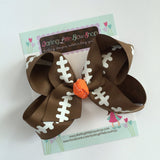 Football bow, football hairbow -- choose your team color for center, 4-5" or 6-7" or 8" bow - Darling Little Bow Shop