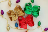 Christmas Bows, Christmas Hairbow set -- Deck The Halls -- sparkly gold, green and red hairbows, perfect for the Christmas Season and beyond - Darling Little Bow Shop