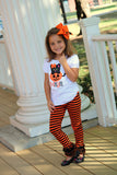 LIMITED Halloween Ruffle Leggings - BOO! - knit ruffle leggings in orange and black - comfy knit ruffle pants size Newborn to 10 - Darling Little Bow Shop