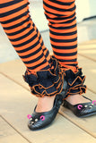 LIMITED Halloween Ruffle Leggings - BOO! - knit ruffle leggings in orange and black - comfy knit ruffle pants size Newborn to 10 - Darling Little Bow Shop
