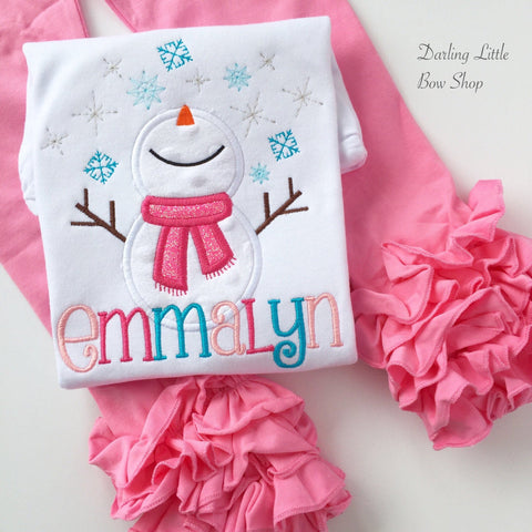 Snowman Bodysuit OR Shirt for Girls -- Winter Wonderland - Darling Little Bow Shop