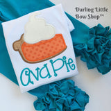 Pumpkin Pie shirt or bodysuit for girls -- Sweet As Pie -- Pumpkin Pie shirt in orange and peacock blue - Darling Little Bow Shop