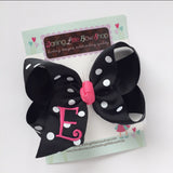 Polka Dot Monogrammed Bow -- Choose 4", 5" or 6-7" size bow -- so many color choices! - Darling Little Bow Shop