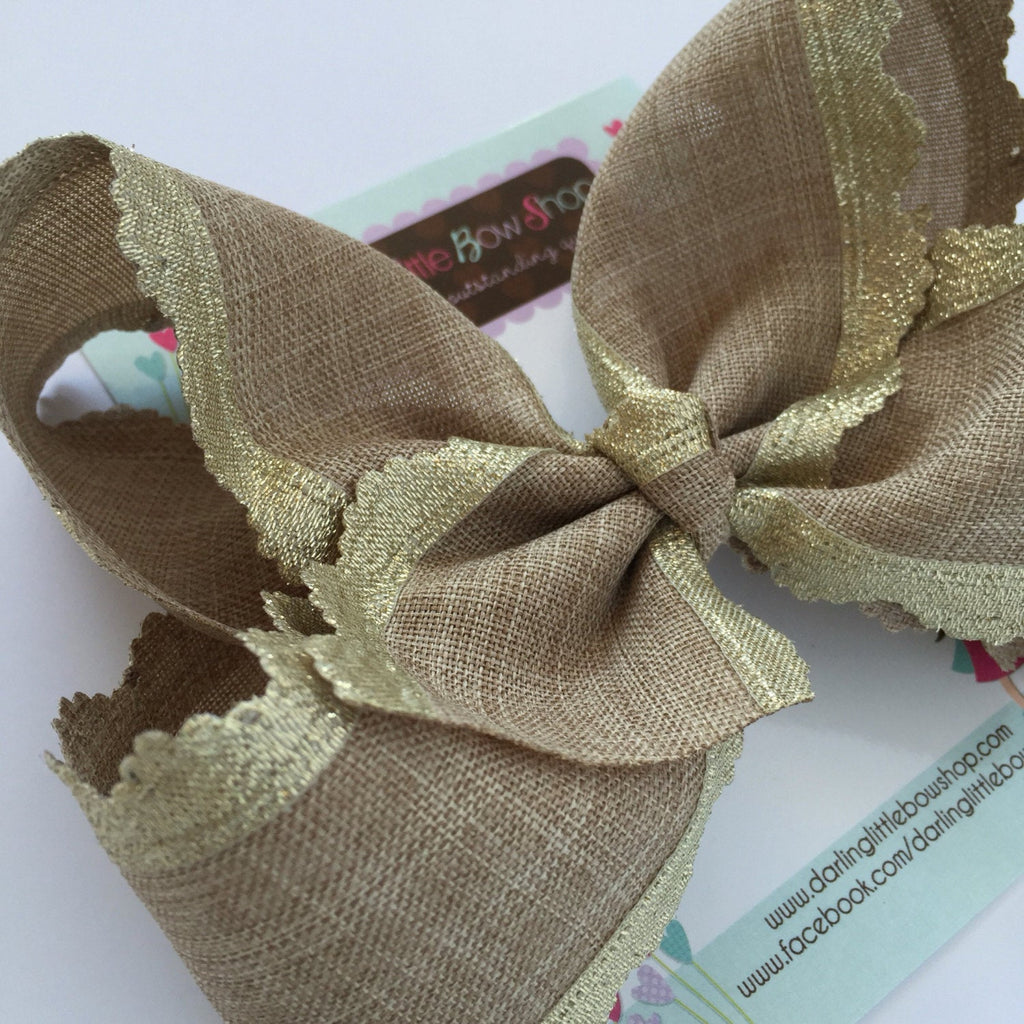 Burlap Bow, burlap and gold large 6 bow, burlap look perfect for Well  Dressed Wolf Joy, A King Is Born