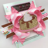Pancake Hairbow -- Pancakes & Pajamas -- Pancake theme hair bow in pink, molasses tan and gold - Darling Little Bow Shop