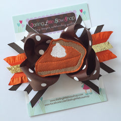 Pumpkin Pie Bow in brown and gold