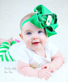 Coffee Hairbow -- Mommy's Favorite -- Latte theme hairbow in green with latte center - Darling Little Bow Shop