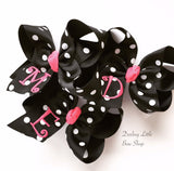 Polka Dot Monogrammed Bow -- Choose 4", 5" or 6-7" size bow -- so many color choices! - Darling Little Bow Shop