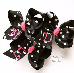 Polka Dot Monogrammed Bow - Choose 4-5" or 6" in colors of your choice