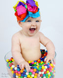 Rainbow Ombre bow -- Tye-Dye Ombre -- triple layer ombre bow in rainbow colors -- triple layer ruffle hairbow - Darling Little Bow Shop