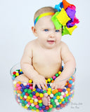 Rainbow Ombre bow -- Tye-Dye Ombre -- triple layer ombre bow in rainbow colors -- triple layer ruffle hairbow - Darling Little Bow Shop