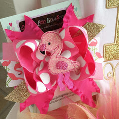 Fancy Flamingo bow, Flamingo hairbow, hot pink Flamingo bow