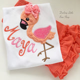Flamingo shirt, tank top or bodysuit for girls in pink and coral - Darling Little Bow Shop