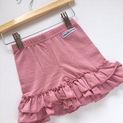 Vintage Rose Ruffle Shorties, Mauve Ruffle Shorts