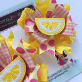 Lemonade hairbows, lemon pigtail bows - Darling Little Bow Shop