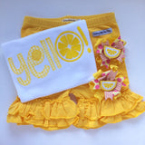 Lemonade hairbows, lemon pigtail bows - Darling Little Bow Shop