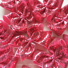 Pink Sequin Bow - absolutely stunning pink hairbow 4-5" or 6-7"