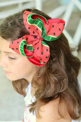 Watermelon hairbow in red and green