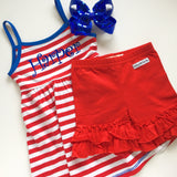 Patriotic Dress for girls in red, white and blue - soft knit dress with sizes 6m to girls 8 - Darling Little Bow Shop