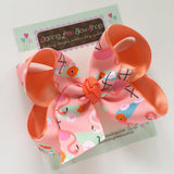 Flamingo hairbow in peach, coral, pink and mint choose 4-5" or 6" bow - Darling Little Bow Shop