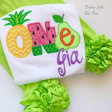 Tutti Frutti Pineapple Birthday Shirt or bodysuit for girls, Pineapple Shirt with ONE or TWO - Tutti Frutti - pineapple theme birthday shirt - Darling Little Bow Shop