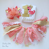 Flamingo Tutu Outfit -- Coral and Gold Flamingo Birthday Outfit - Darling Little Bow Shop