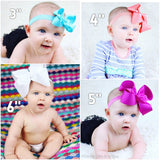 Nylon Bow Headband set of 5 colors, Bows on nude headbands -- CHOOSE bow colors -- basic 3", 4" , 5" or 6" bow with many color choices - Darling Little Bow Shop